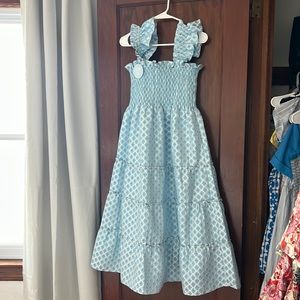 Hill House Nap Dress - like new, size medium, blue/white brocade